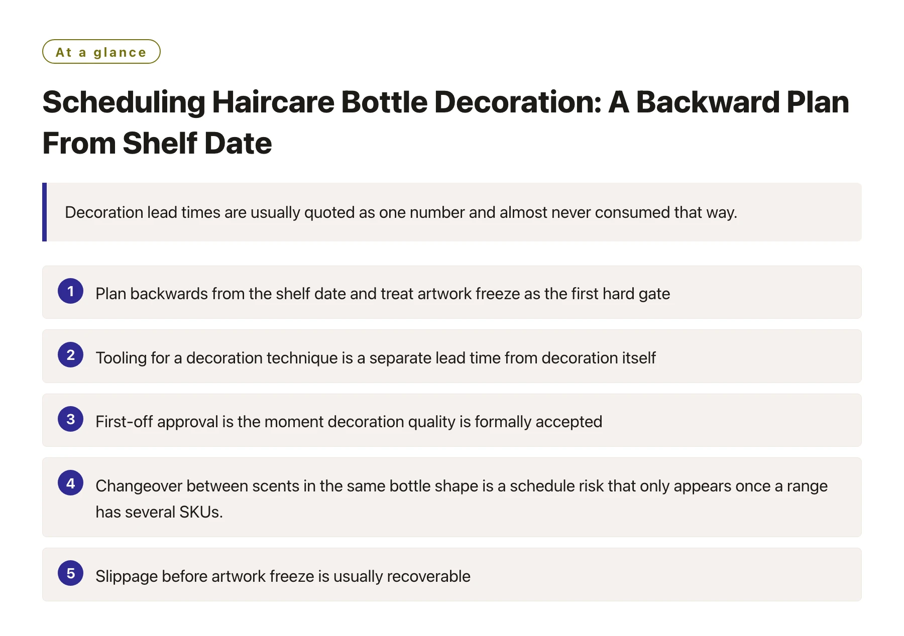 Scheduling Haircare Bottle Decoration: A Backward Plan From Shelf Date——全文要点速览